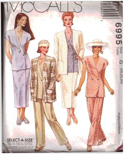 McCall's 6995 Cardigan, Tunic, Skirt, Pants Size: G 20-22-24 Uncut ...