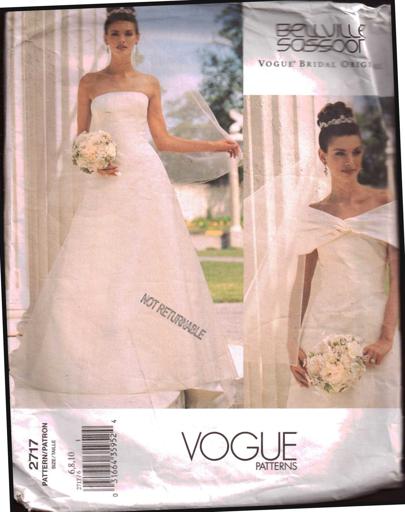 1980's Sewing Pattern (Vogue Pattern No. 2399): 80s -Vogue Pattern No.  2399- Womens wedding or formal dress pattern. Dress, floor or above ankle  length has cut in shoulders, close fitting, shaped front,