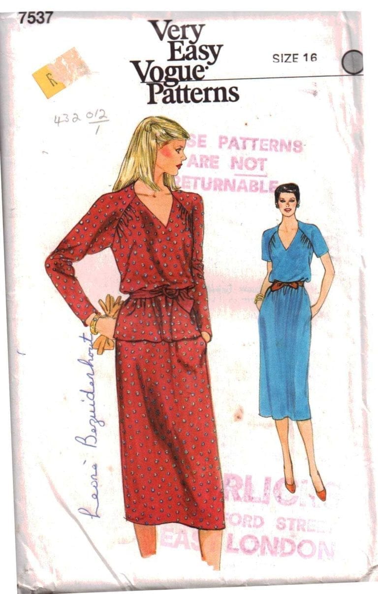 Vogue 7537 Dress, Top, Skirt Size: 16 Uncut Sewing Pattern