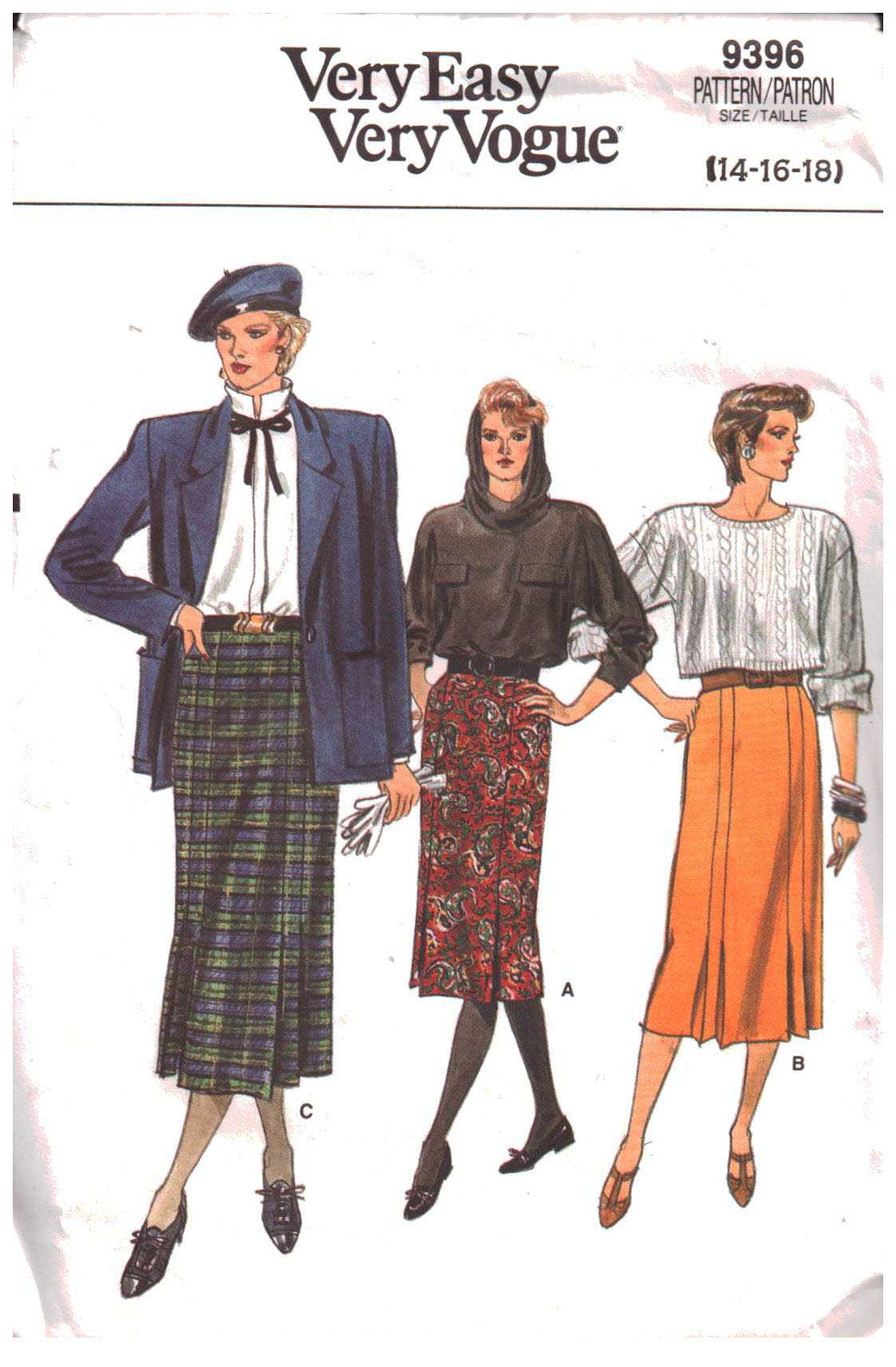 Vogue 9396 Skirts Size: 14-16-18 Uncut Sewing Pattern