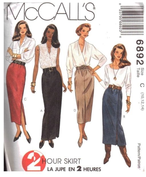 McCall's 6892 Skirts in two lengths Size: C 10-12-14 Used Sewing Pattern