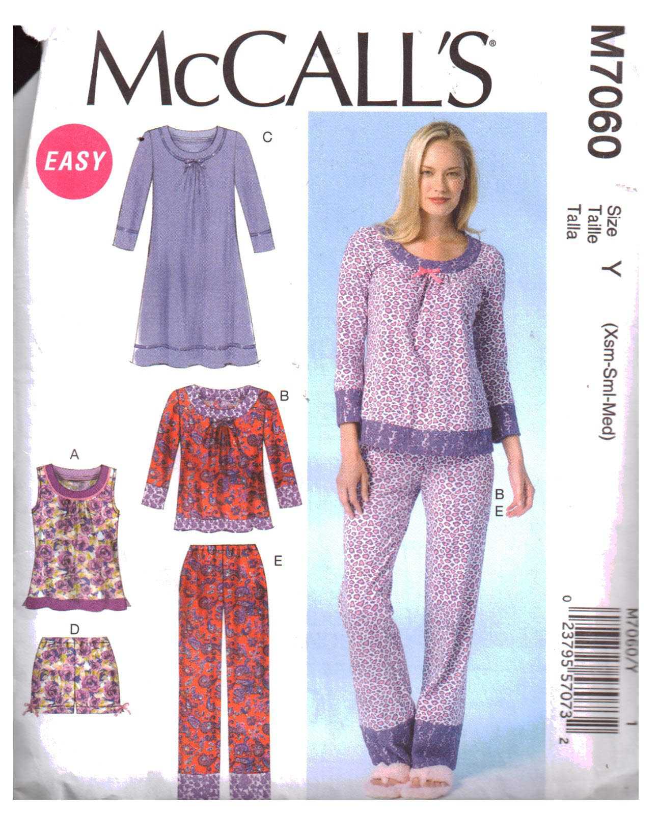 McCall's M7060 Tops, Dress, Shorts, Pants Size: Y XS-S-M Used Sewing ...