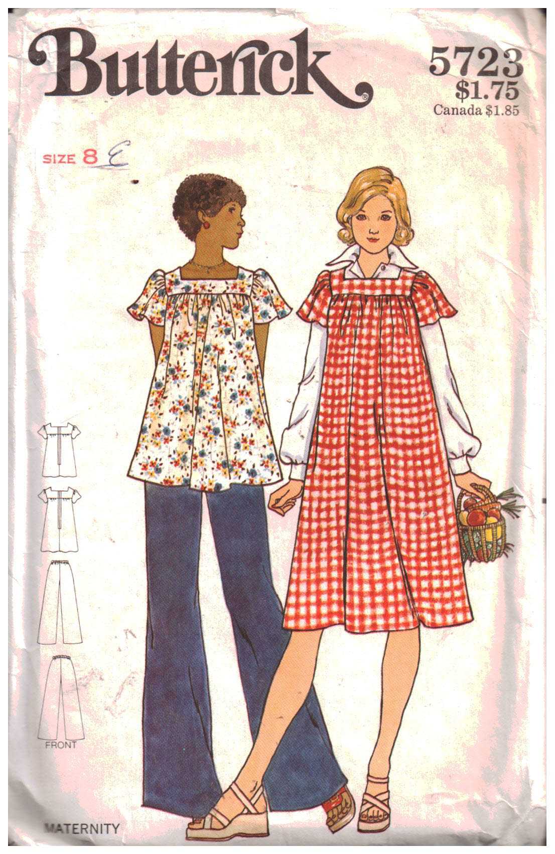 Simplicity 7773 misses maternity long dress or top and pants and babies T-shirt size 16 bust 38 vintage 1970's sewing pattern