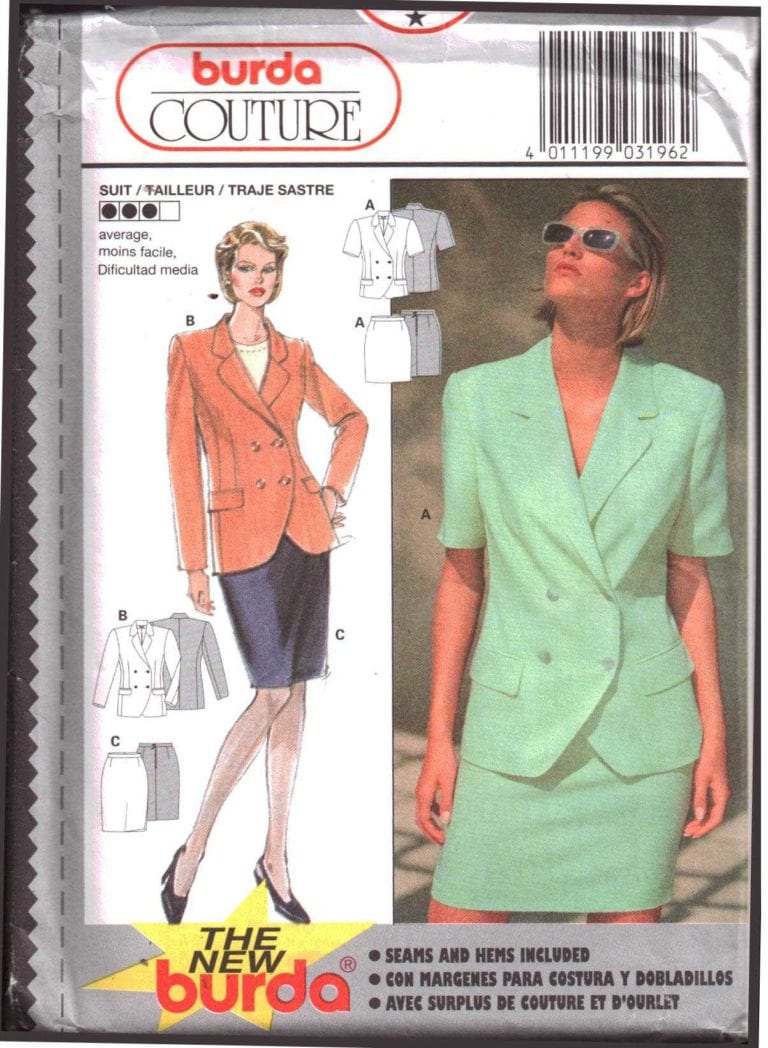 Burda 3196 Suit - Jacket, Skirt Size: 8-18 Uncut Sewing Pattern