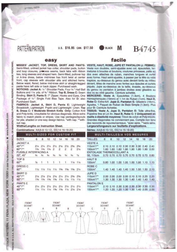 Butterick B4745 O 1