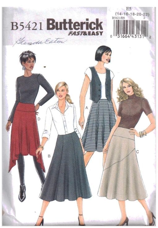 Butterick B5421 Skirts Size: E5 14-16-18-20-22 Uncut Sewing Pattern