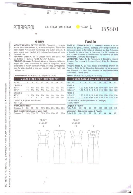 Butterick B5601 O 1