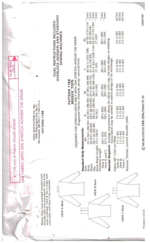 Kwik Sew 1768 S 1