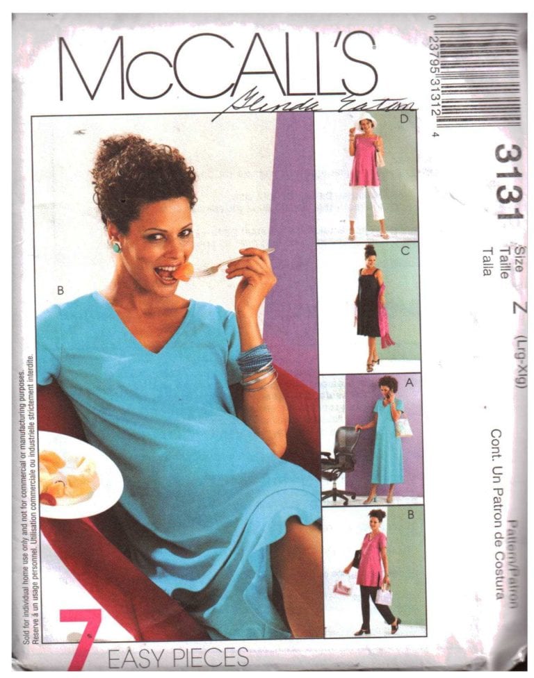 McCall's 3131 Maternity Dress, Top, Pull-on Skirt, Pull-on Pants in two ...