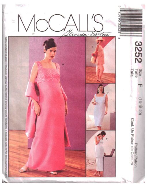 McCall's 3252 Maternity Dress in two lengths, Top, Pull-on Capri Pants ...
