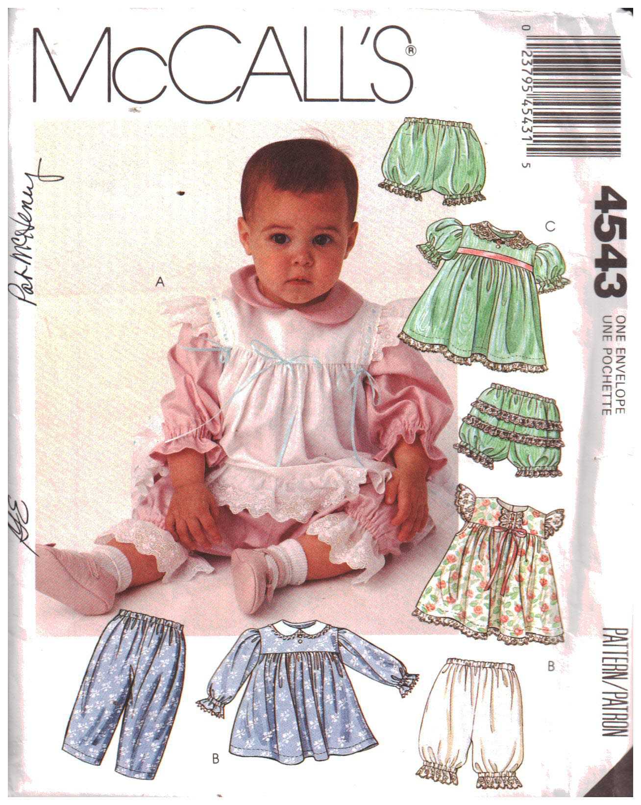 McCall/'s 4543 Pants and Panties Dress Pinafore 1991 Pantaloons Vintage Uncut Sewing Pattern Size NB-L
