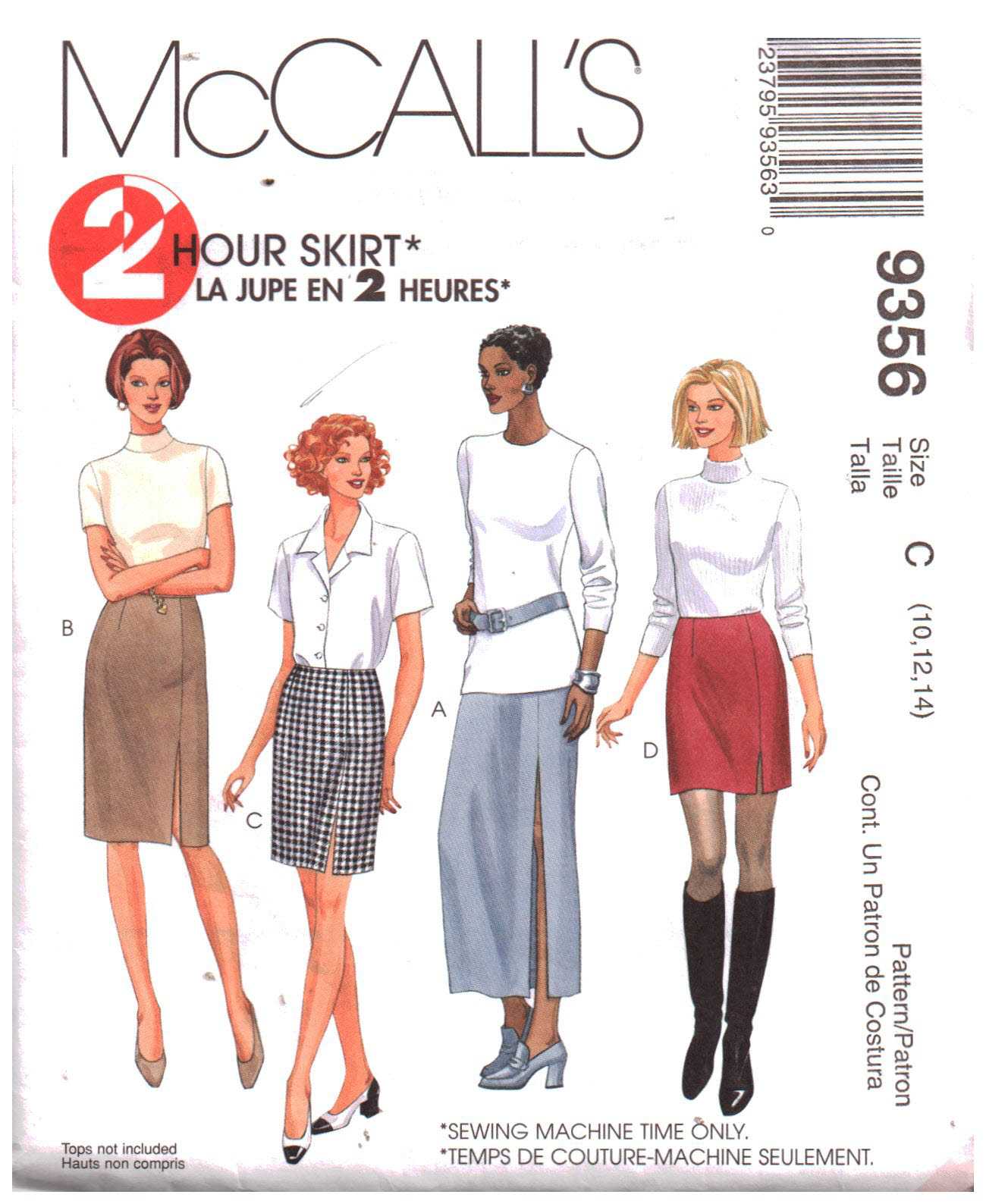 McCall's 9356 Skirt in four lengths Size: C 10-12-14 Uncut Sewing Pattern