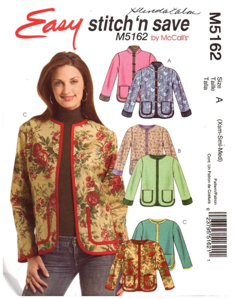 McCall's M5162 Jackets Size: A XS-S-M or B L-XL Uncut Sewing Pattern