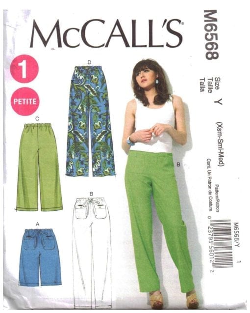 McCall's M6568 Shorts, Pants Size: Y XS-S-M Uncut Sewing Pattern