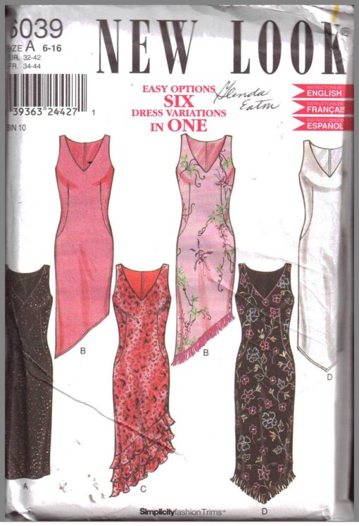 New Look 6039 Dress Size: A 6-16 Uncut Sewing Pattern