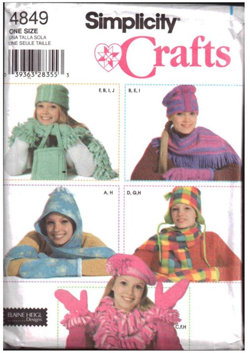Simplicity 4849 Fleece Accessories Size: One Used Sewing Pattern