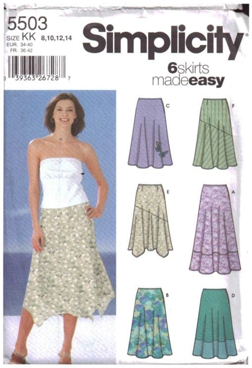 Simplicity 5503 Skirt in two lengths with trim variations Size: KK 8-10 ...