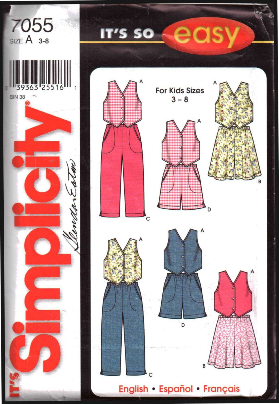 Simplicity 7055 Simplicity 7055 Girl's Vest, Flared Shorts, Straight Pants, Shorts Size ...