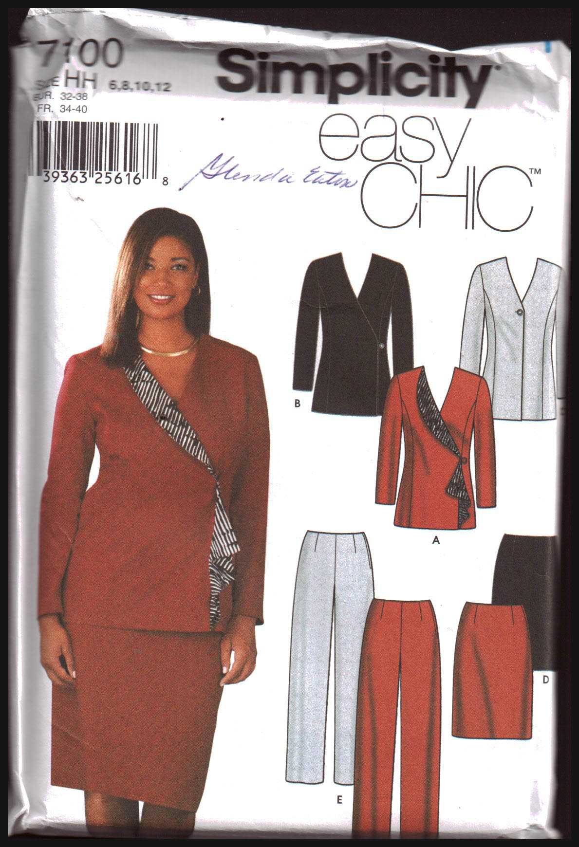 1960s CLASSY Suit Pattern SIMPLICITY Designer 6312 Double Breasted Jacket  Slim Skirt and scarf Bust 34 Vintage Sewing Pattern FACTORY FOLDED