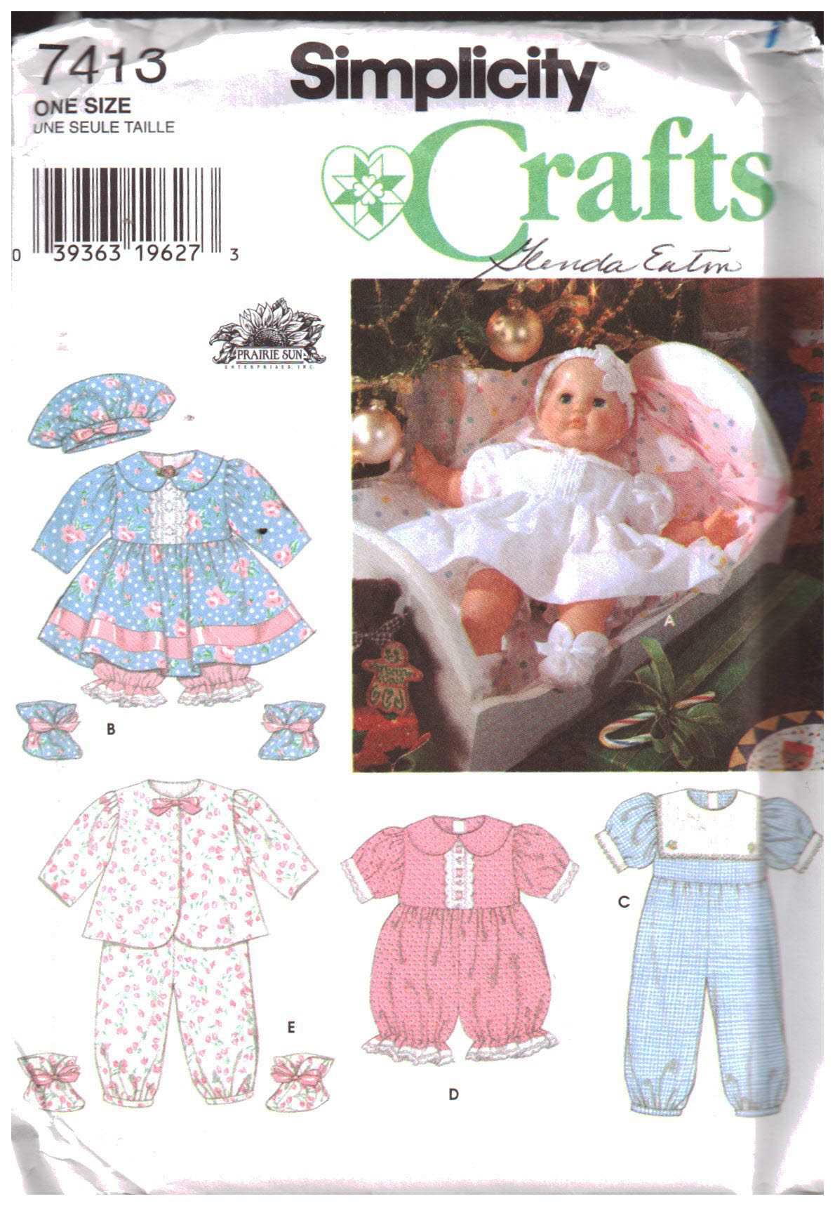 Precut 4 Styles Size Med 15-17" Simplicity Pattern #5947 BABY DOLL CLOTHES 