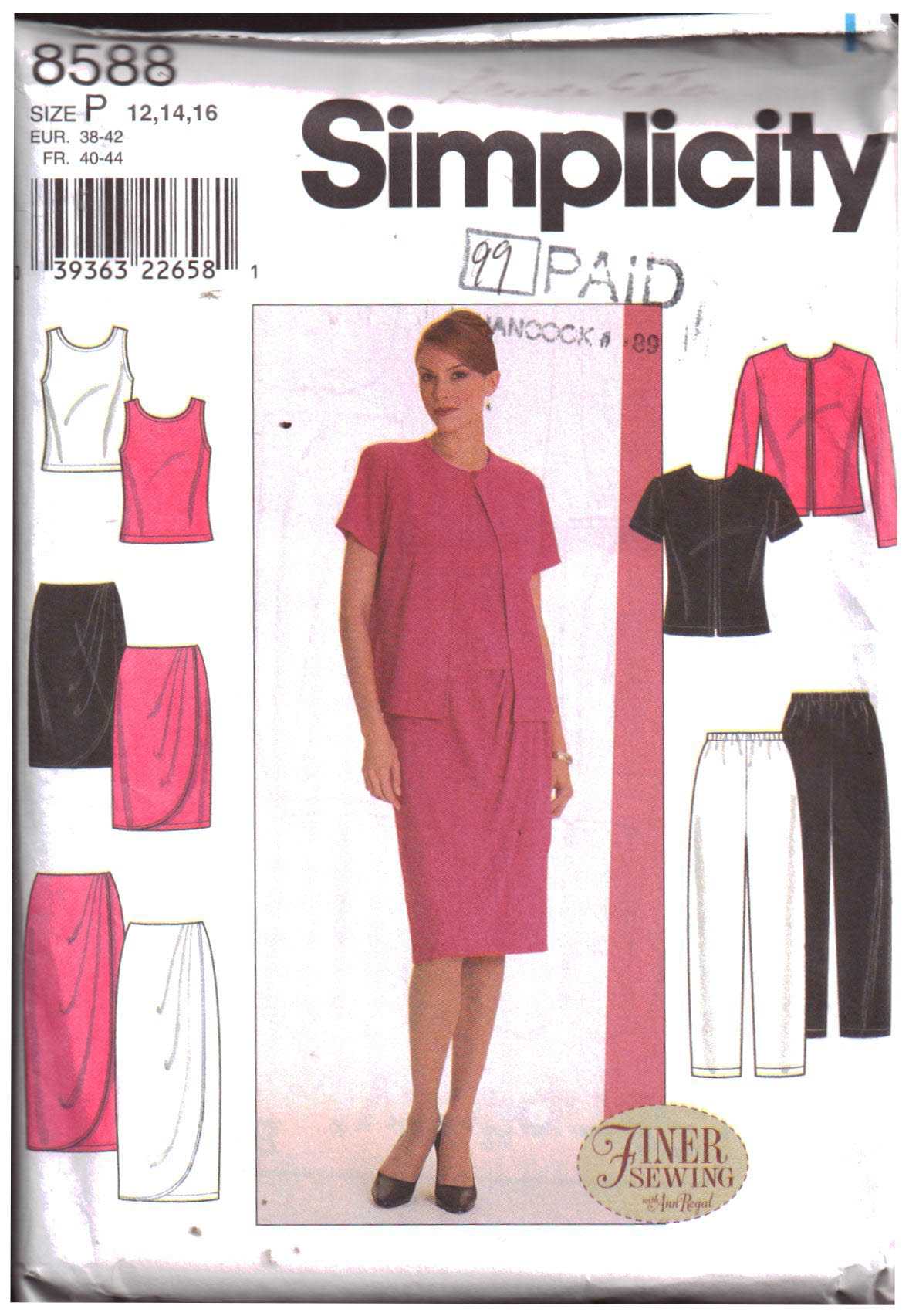 Simplicity 8588 Knit Cardigan, Tank Top, Skirt, Pants Size: P 12-14-16 ...