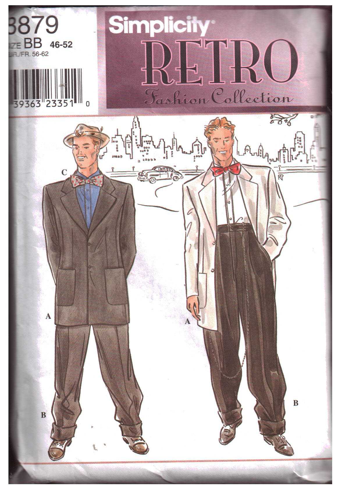 Simplicity 8879 Men's Jacket, Pants, Bow Tie Size: BB 46-52 Uncut ...