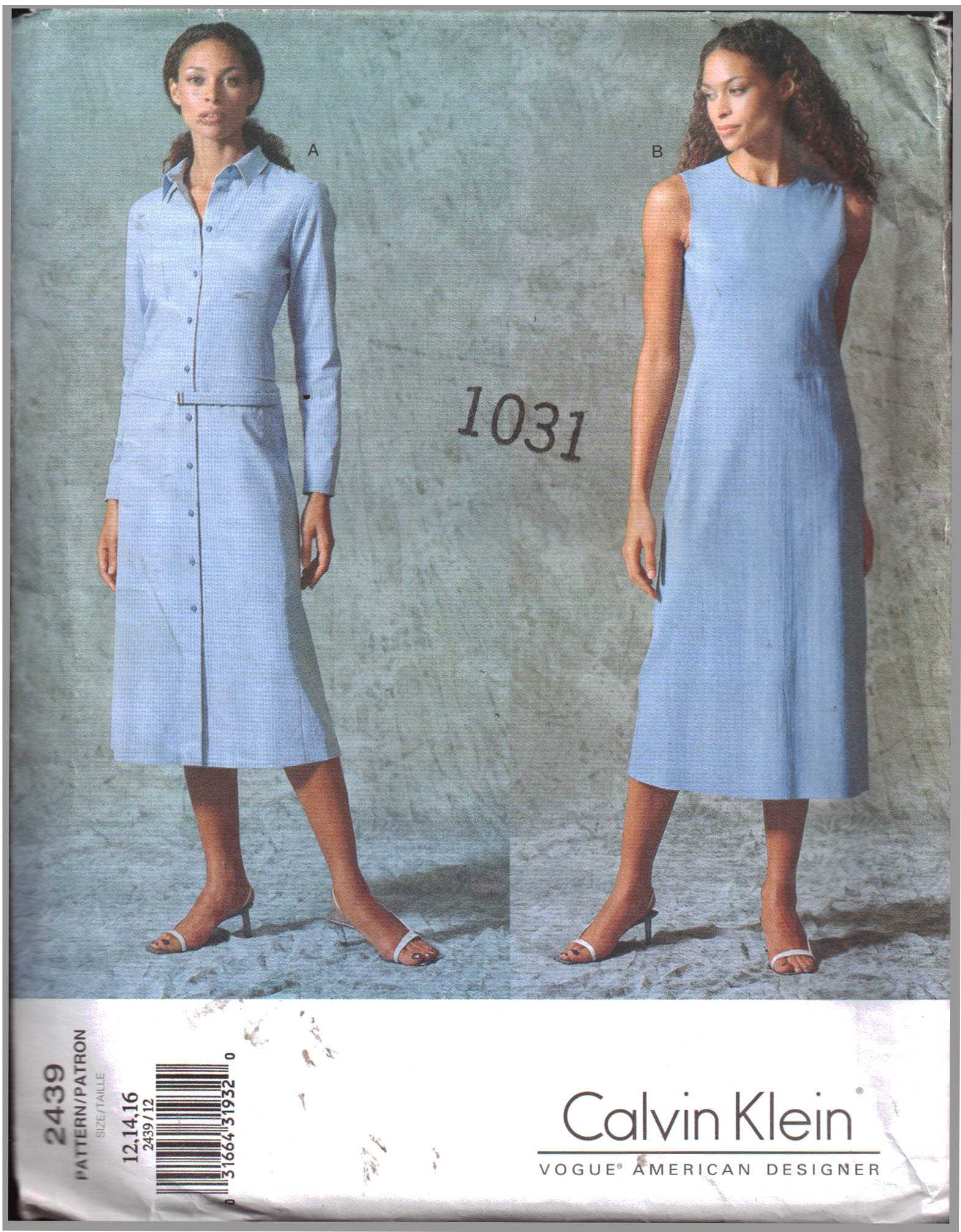 Vogue 2439 Dress by Calvin Klein Size: 12-14-16 Uncut Sewing Pattern