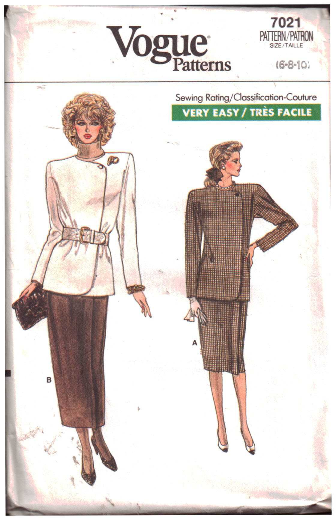 Vogue 7021 Suit - Jacket, Skirt Size: 12-14-16 or 6-8-10 Used Sewing ...