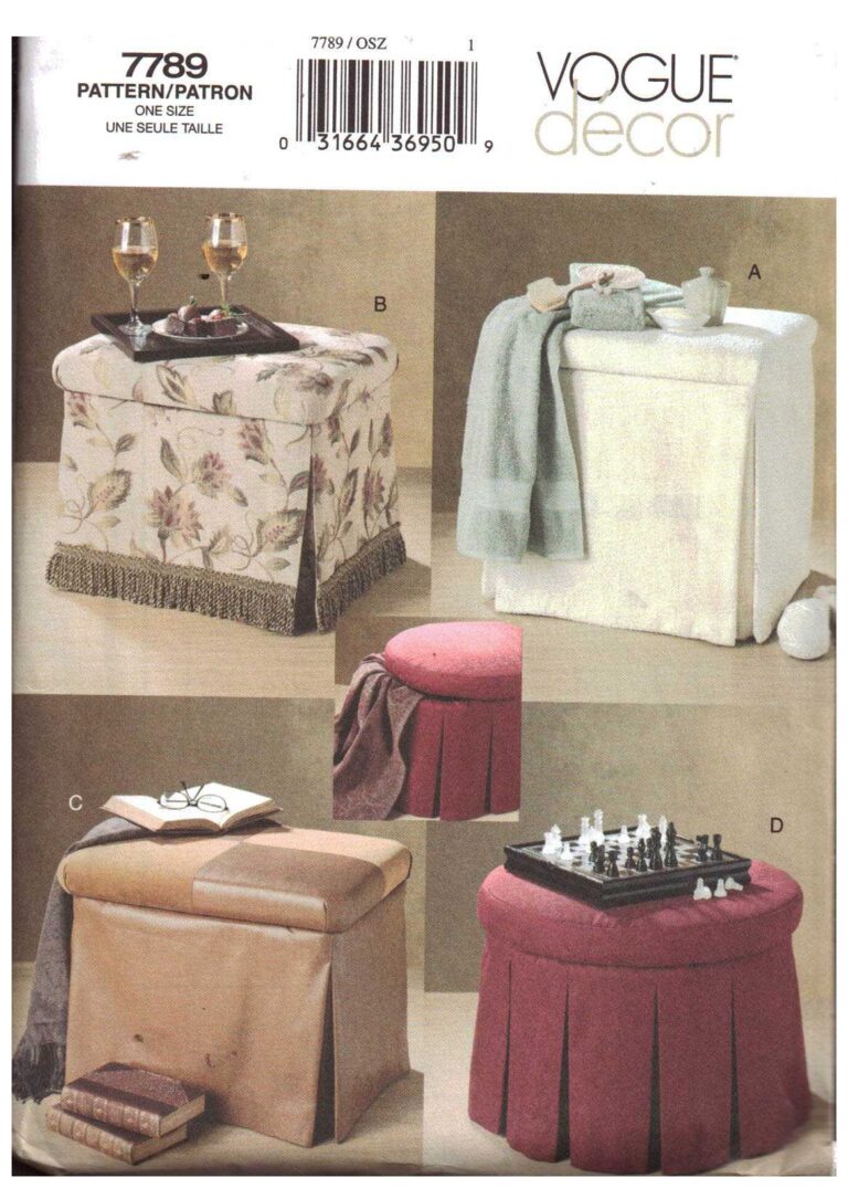 Vogue 7789 Storage Ottomans Size One Uncut Sewing Pattern