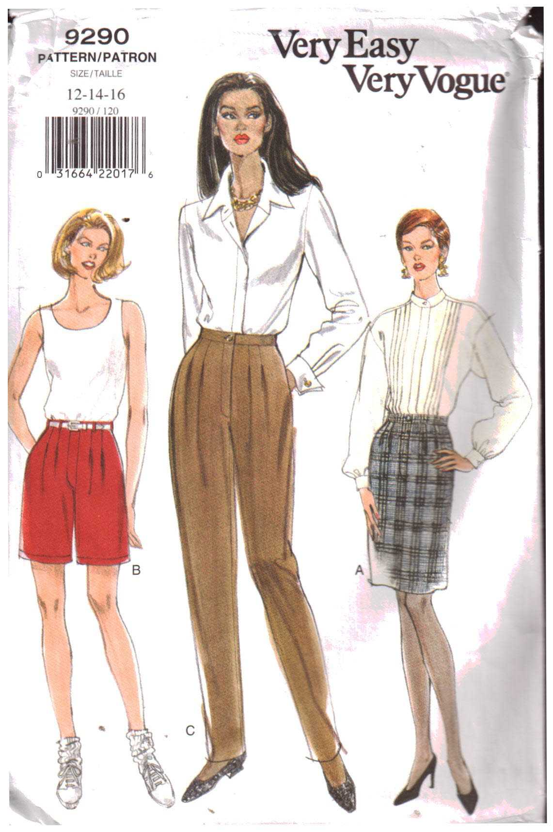 Vogue 9290 Skirt, Pants, Shorts Size: 12-14-16 Used Sewing Pattern
