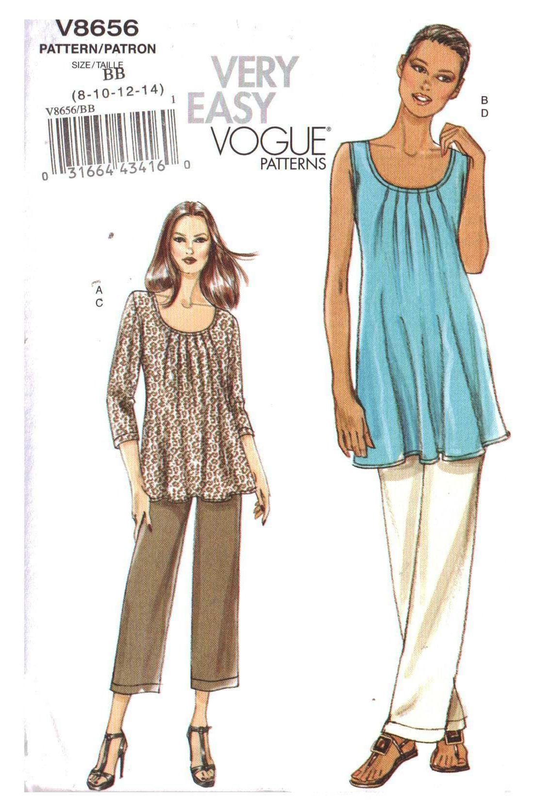 Vogue V8656 Tunic, Pants Size: BB 8-10-12-14 Uncut Sewing Pattern