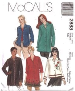 McCall's 2883 Shirt in two lengths Size: 12-14 Uncut Sewing Pattern