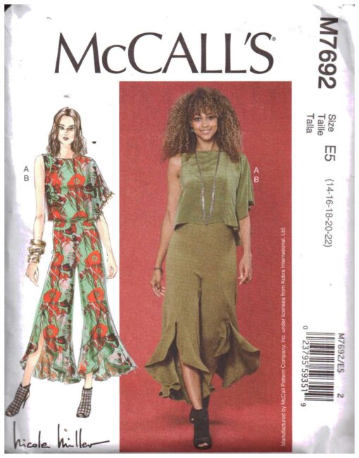 McCall's M7692 Top, Pants Size: E5 14-16-18-20-22 Uncut Sewing Pattern