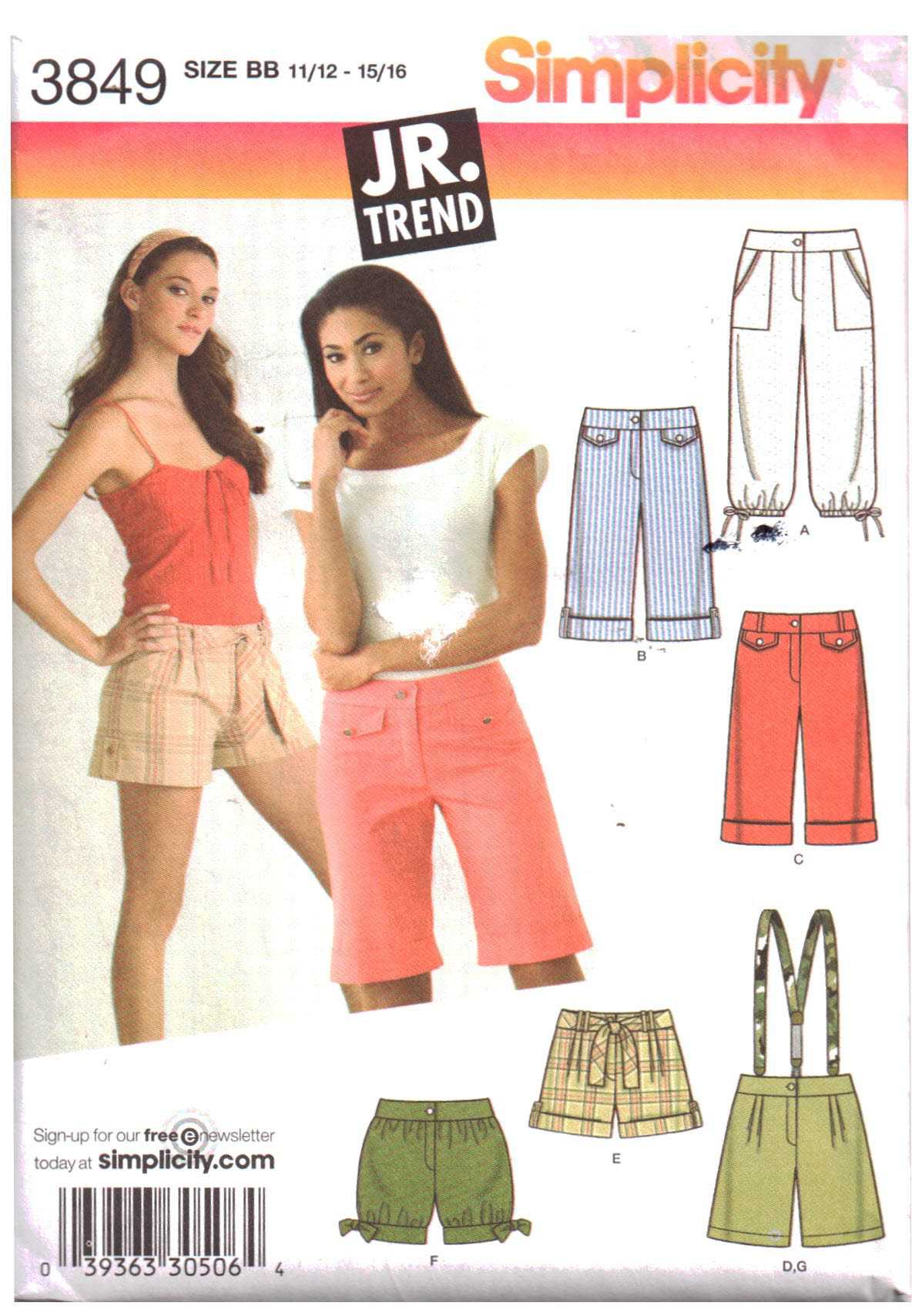 Simplicity 4409 26 Shorts and Swing Top Pattern Children's 60s Clam Diggers Size 8 - Cut