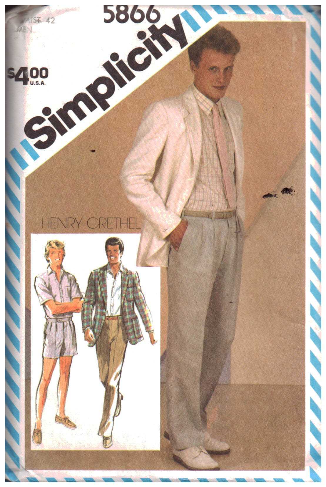 Simplicity 5866 Men's Pants, Shorts, Shirt, Jacket Size: 46 Waist 42 ...