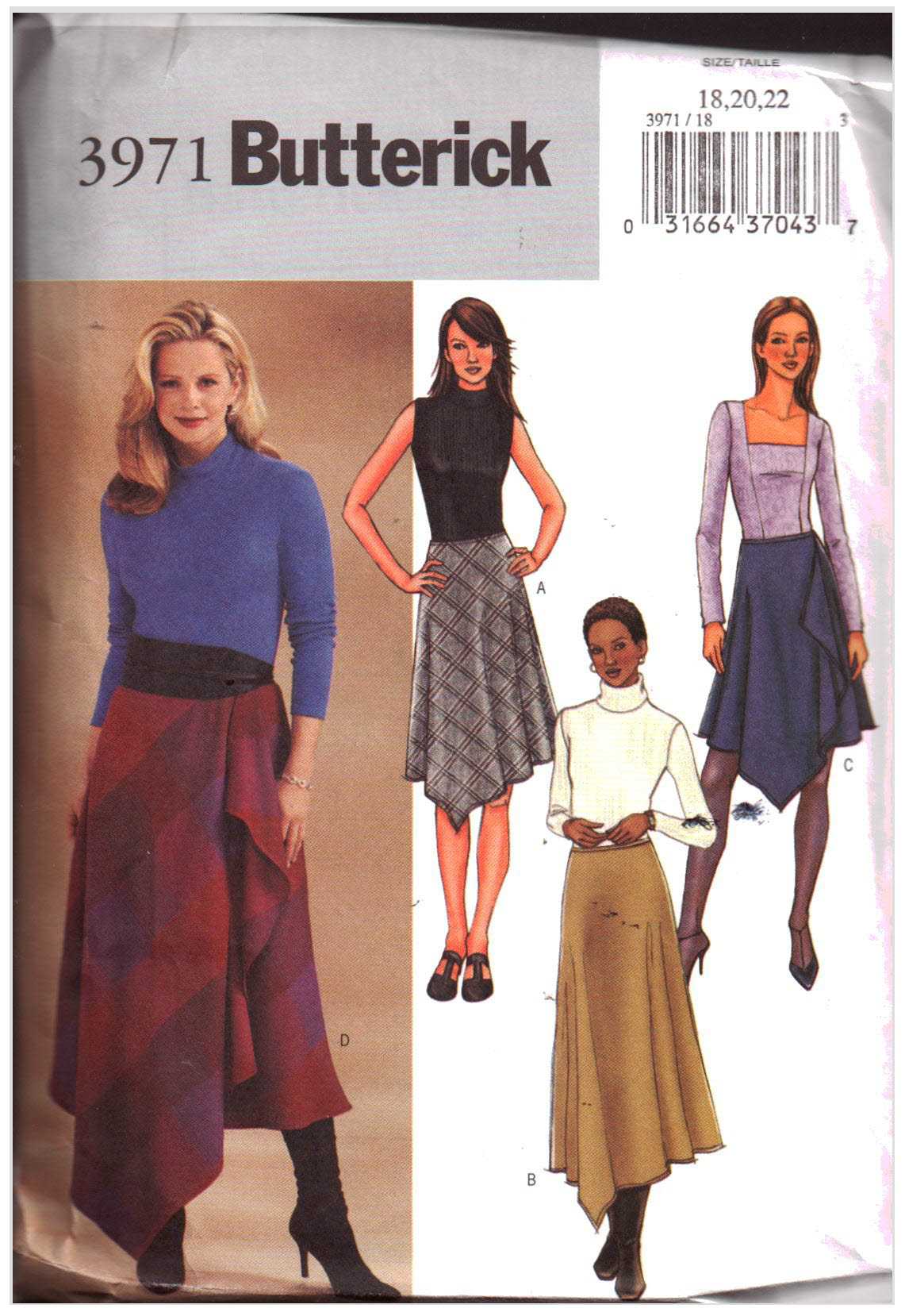 Butterick 3971 Skirt Size: 18-20-22 Uncut Sewing Pattern