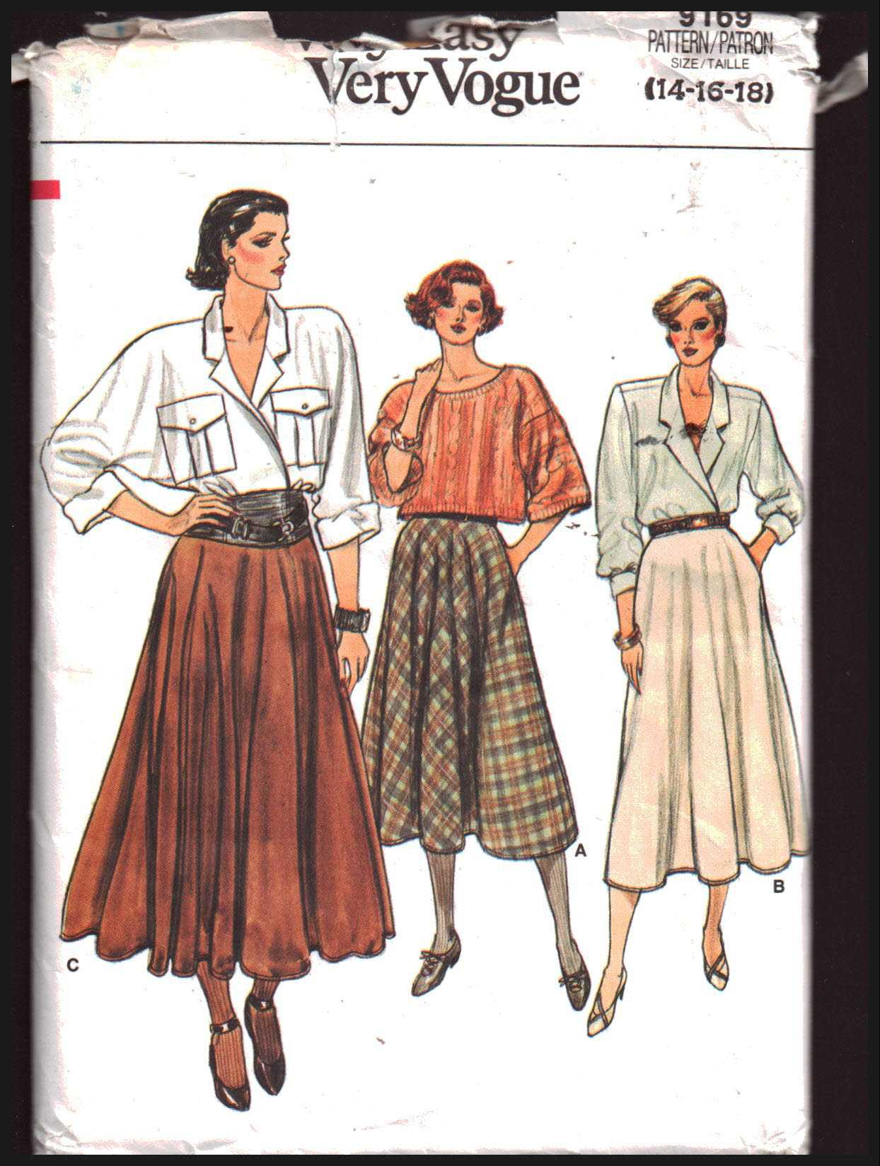 Vogue 9169 Skirt Size: 14-16-18 Used Sewing Pattern
