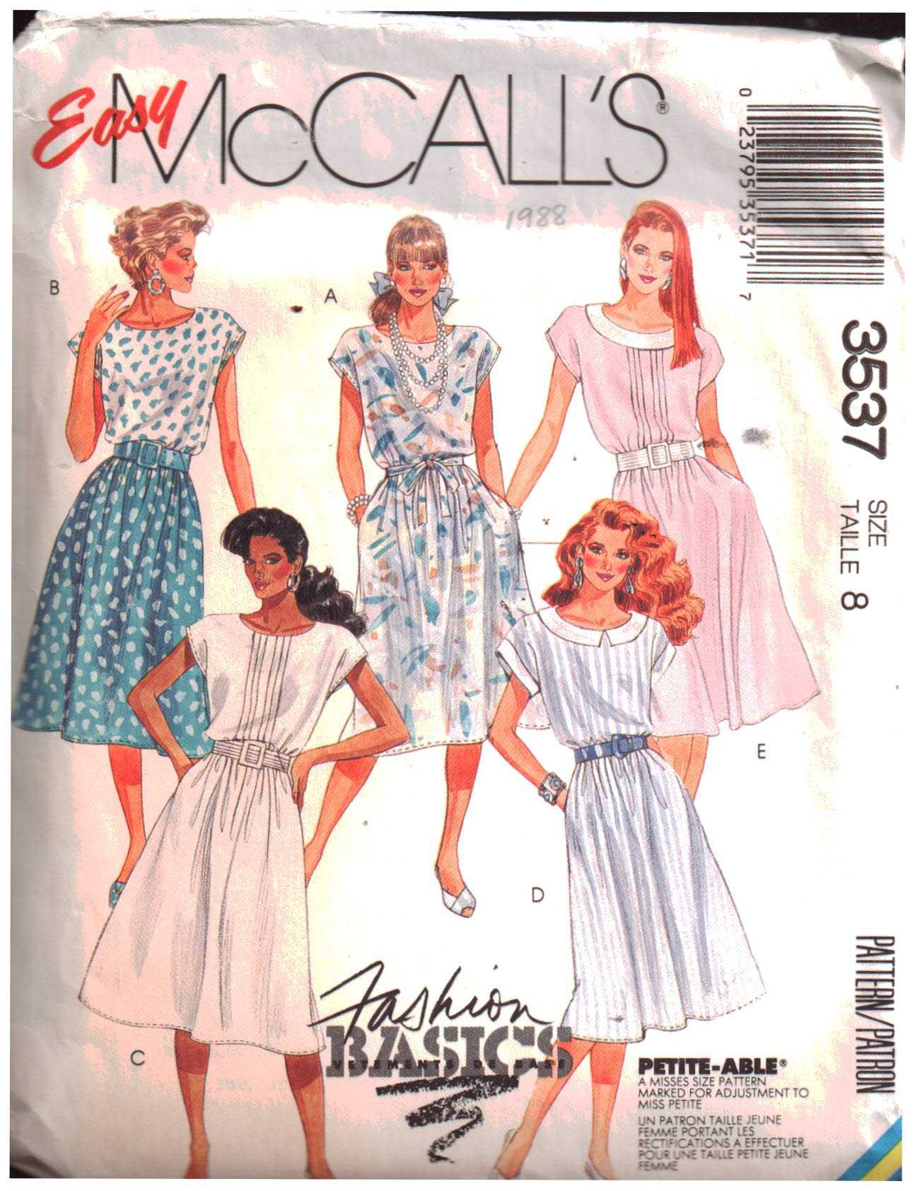 McCall's 3537 Dress Size: 8 Used Sewing Pattern