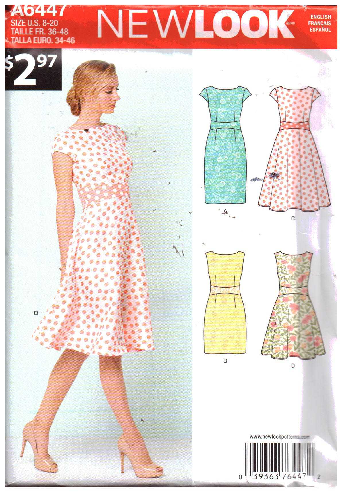 New Look A6447 Dress Size: 8-20 Uncut Sewing Pattern