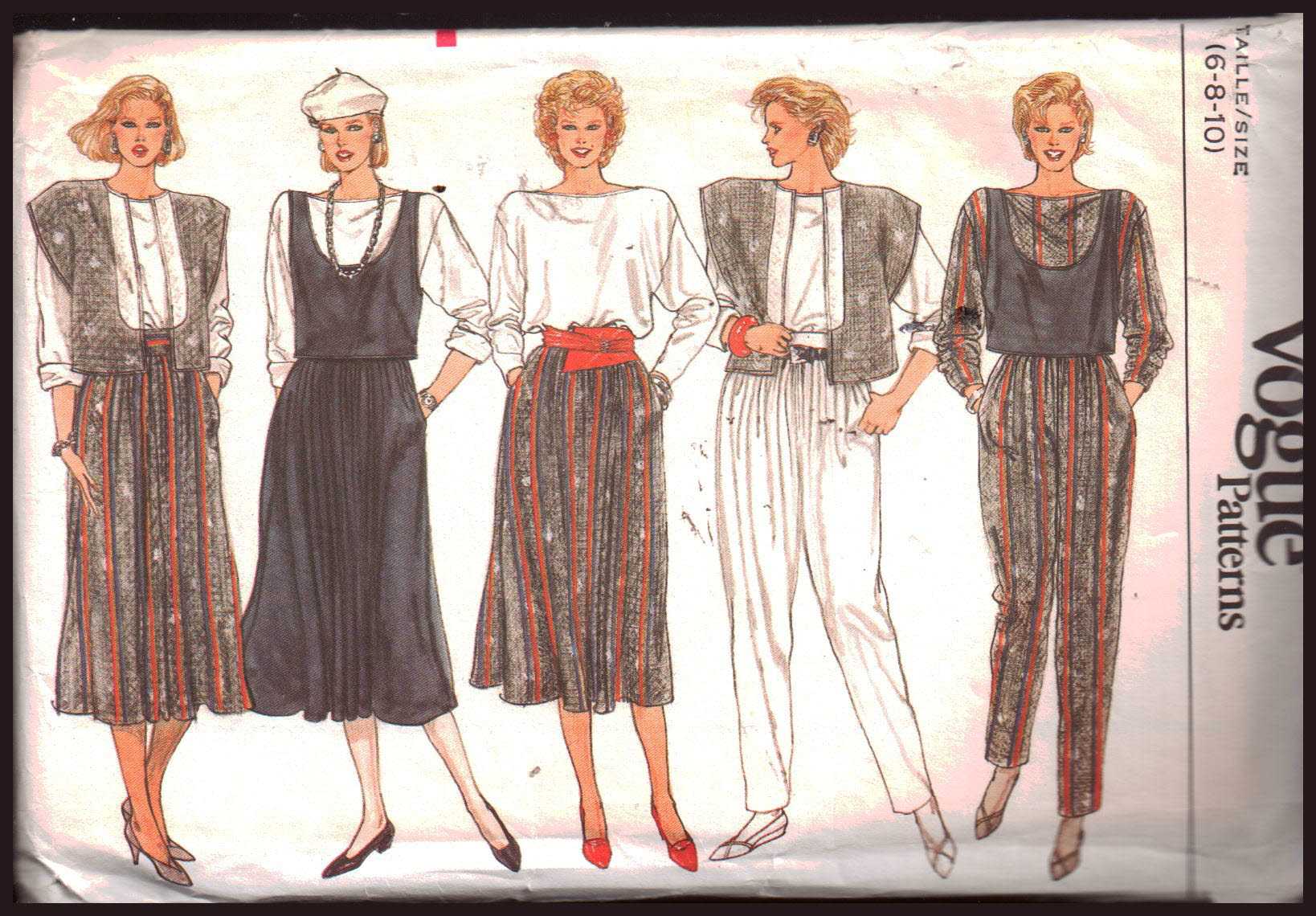 Vogue 8893 Jacket, Vest, Top, Skirt, Pants Size: 6-8-10 Used Sewing Pattern