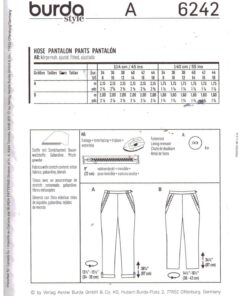 Burda 6242 Pants Size: 8-18 Uncut Sewing Pattern