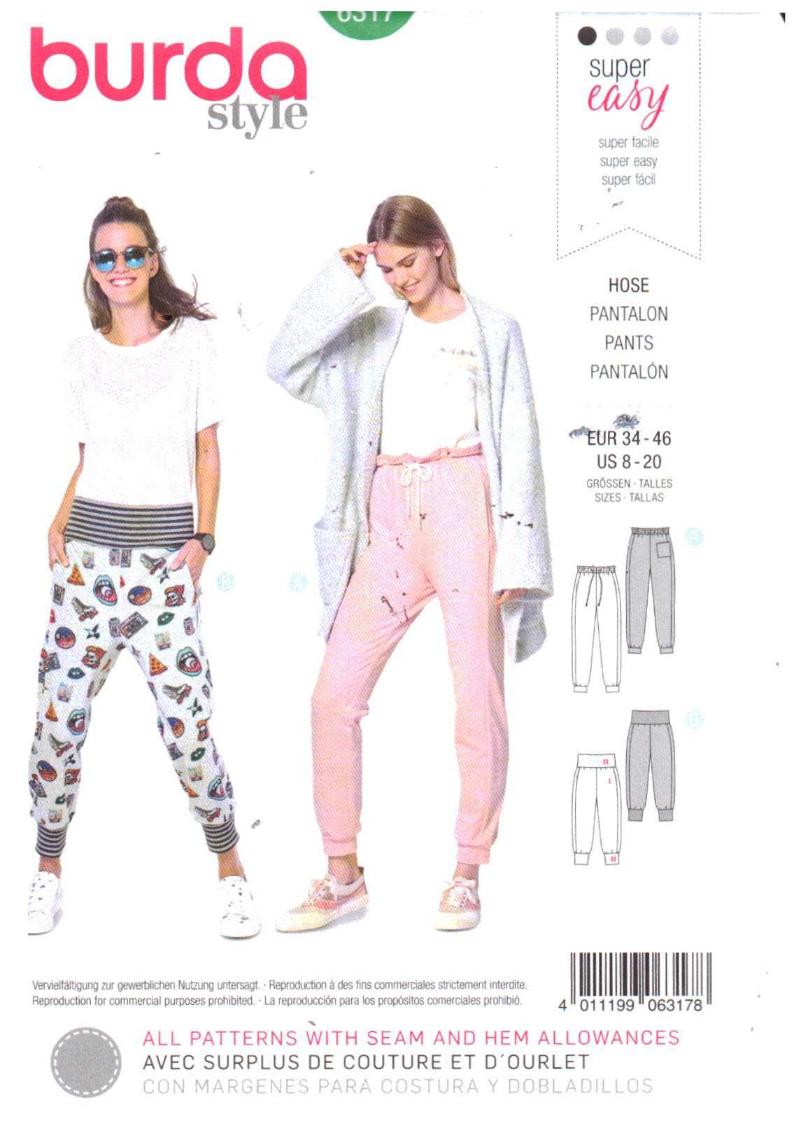 Burda Style Cut Pattern-Pants-Joggpants-Jogging Loses-# 6317