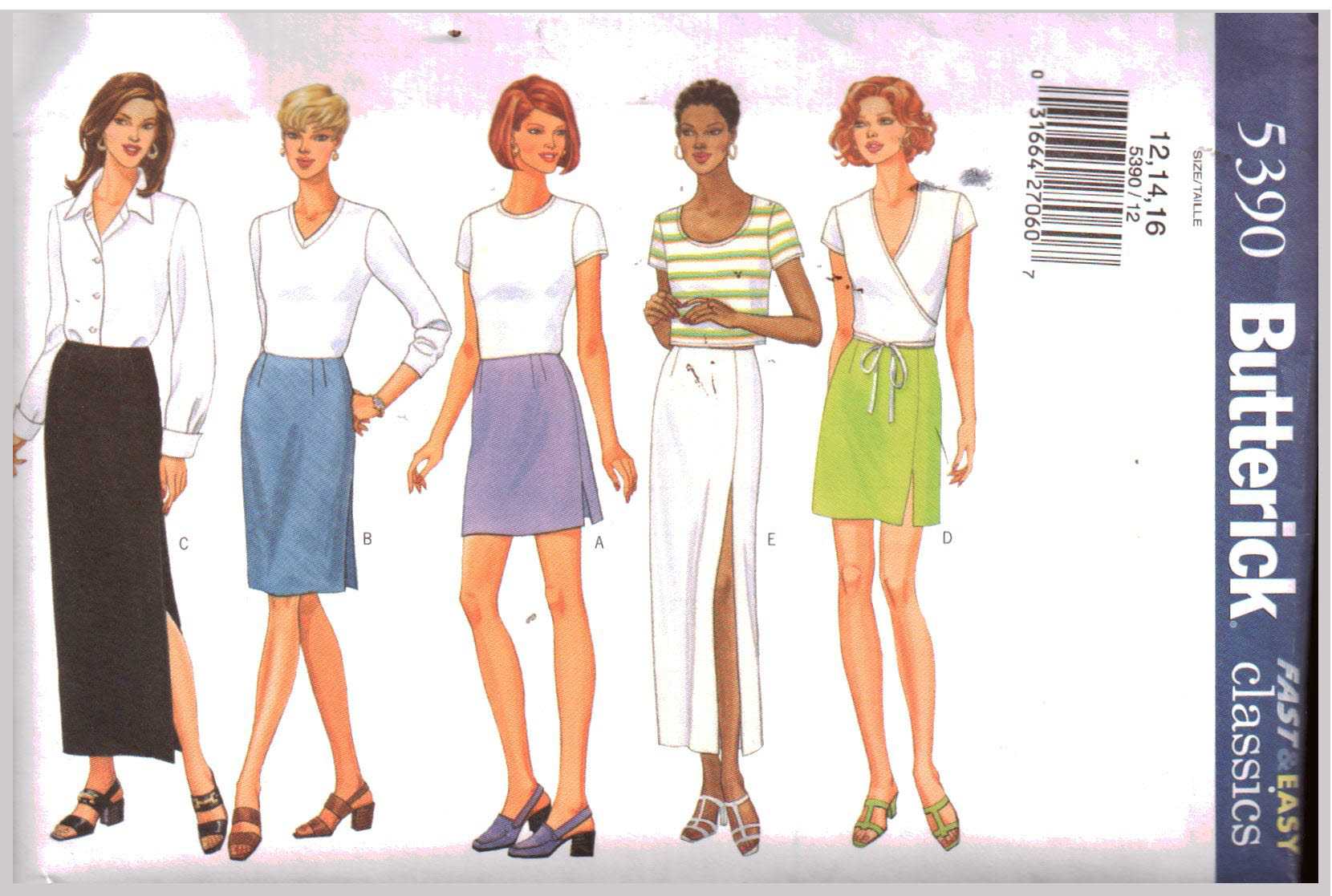 Butterick 5390 Skirts Size: 12-14-16 Uncut Sewing Pattern