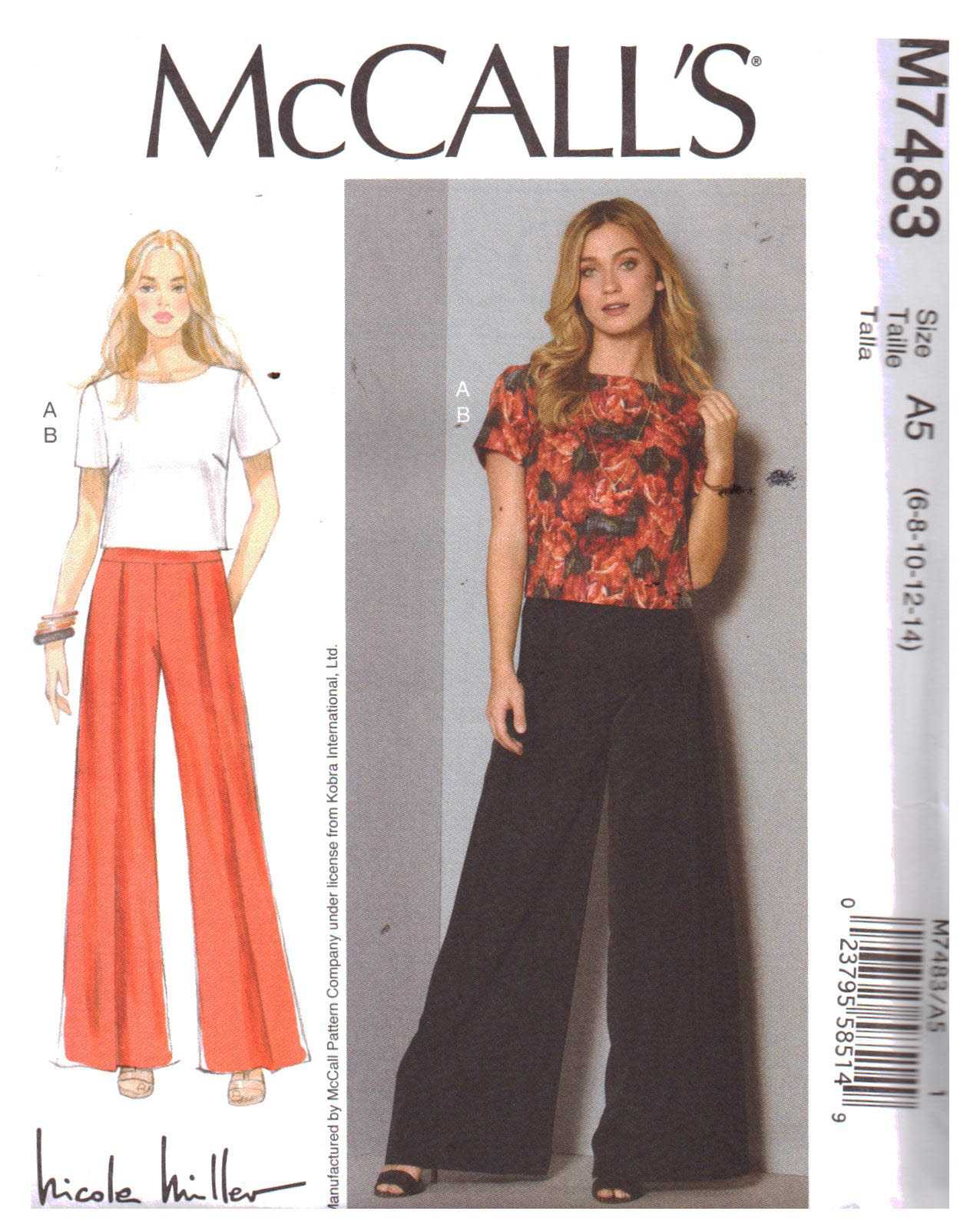 McCall's M7483 Top, Pants Size: A5 6-8-10-12-14 Uncut Sewing Pattern