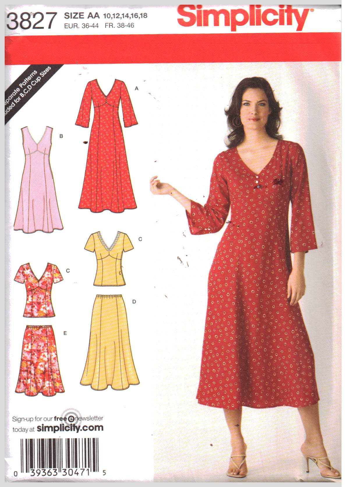 Nehru Collar & Flared Skirt or Two-Piece Dress Simplicity 7350 Extended Shoulders Size 12 1970s A-Line Dress or Top with Front Tucks