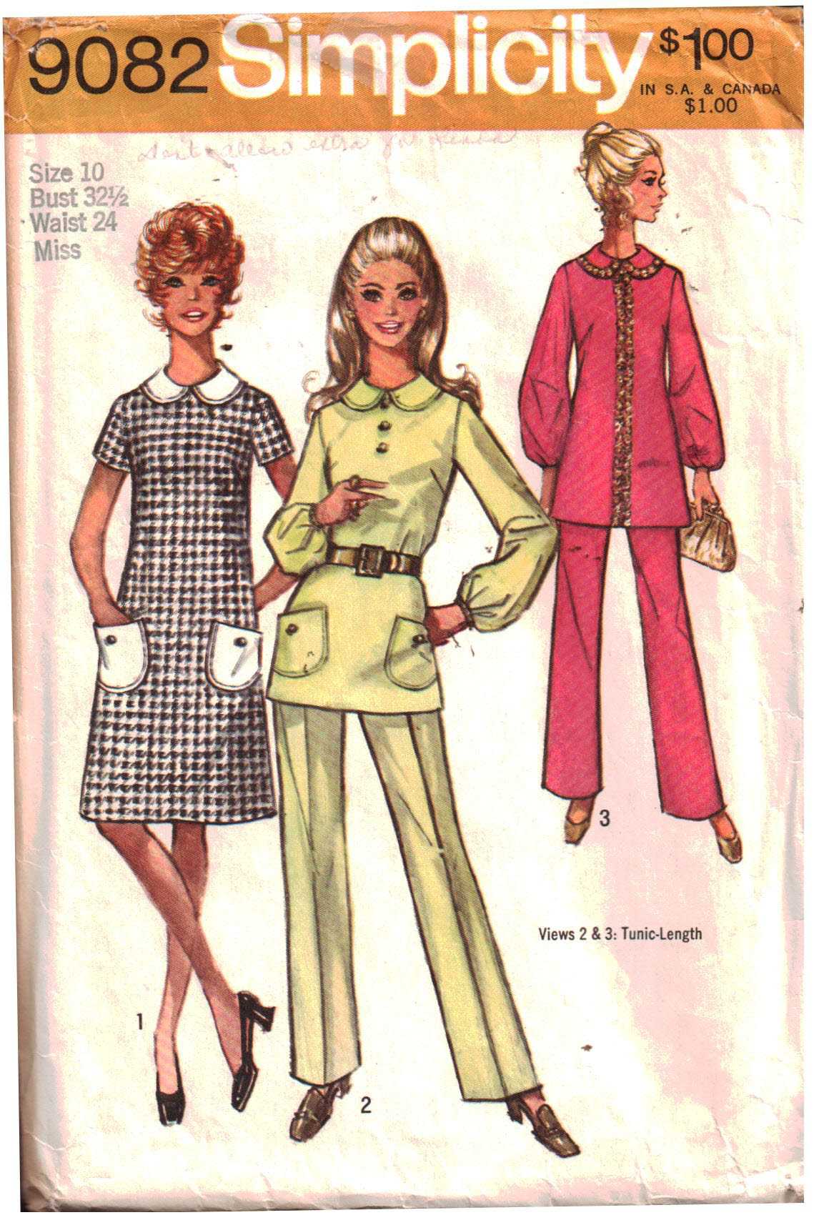 Simplicity 9082 Dress, Tunic, Pants Size: 10 Bust 32.5 Used Sewing Pattern