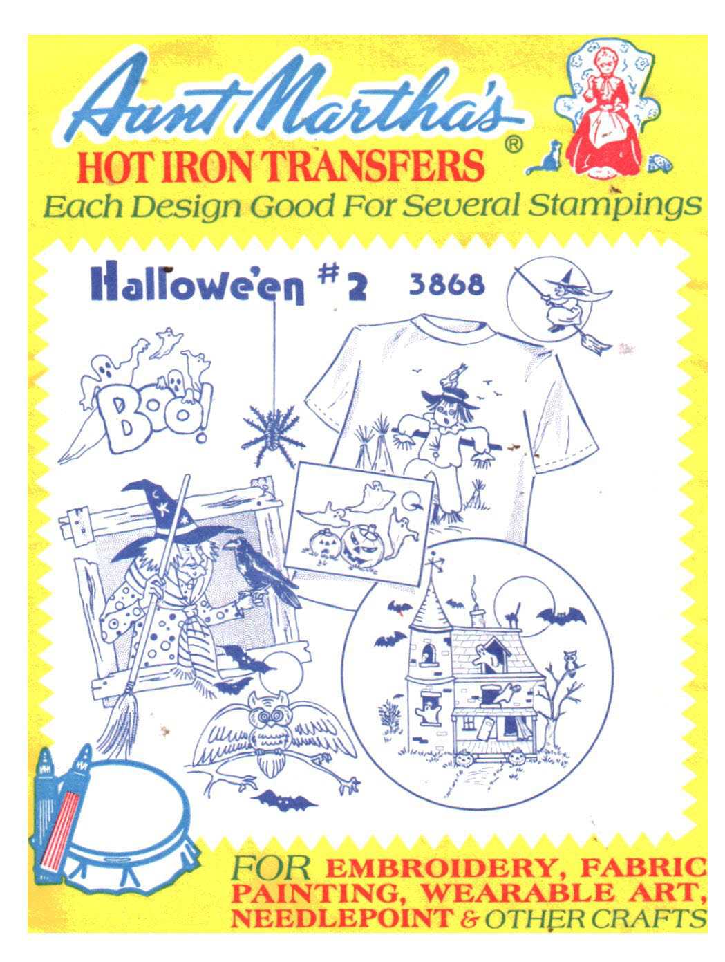 Aunt Martha's Hot Iron Transfers 3868 Halloween 2 Size: One Uncut Sewing  Pattern