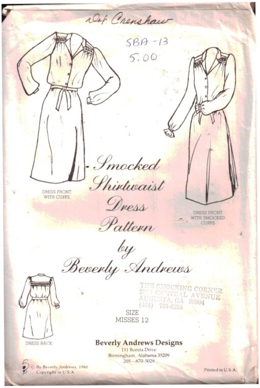 Beverly Andrews Designs Smocked Shirtwaist dress