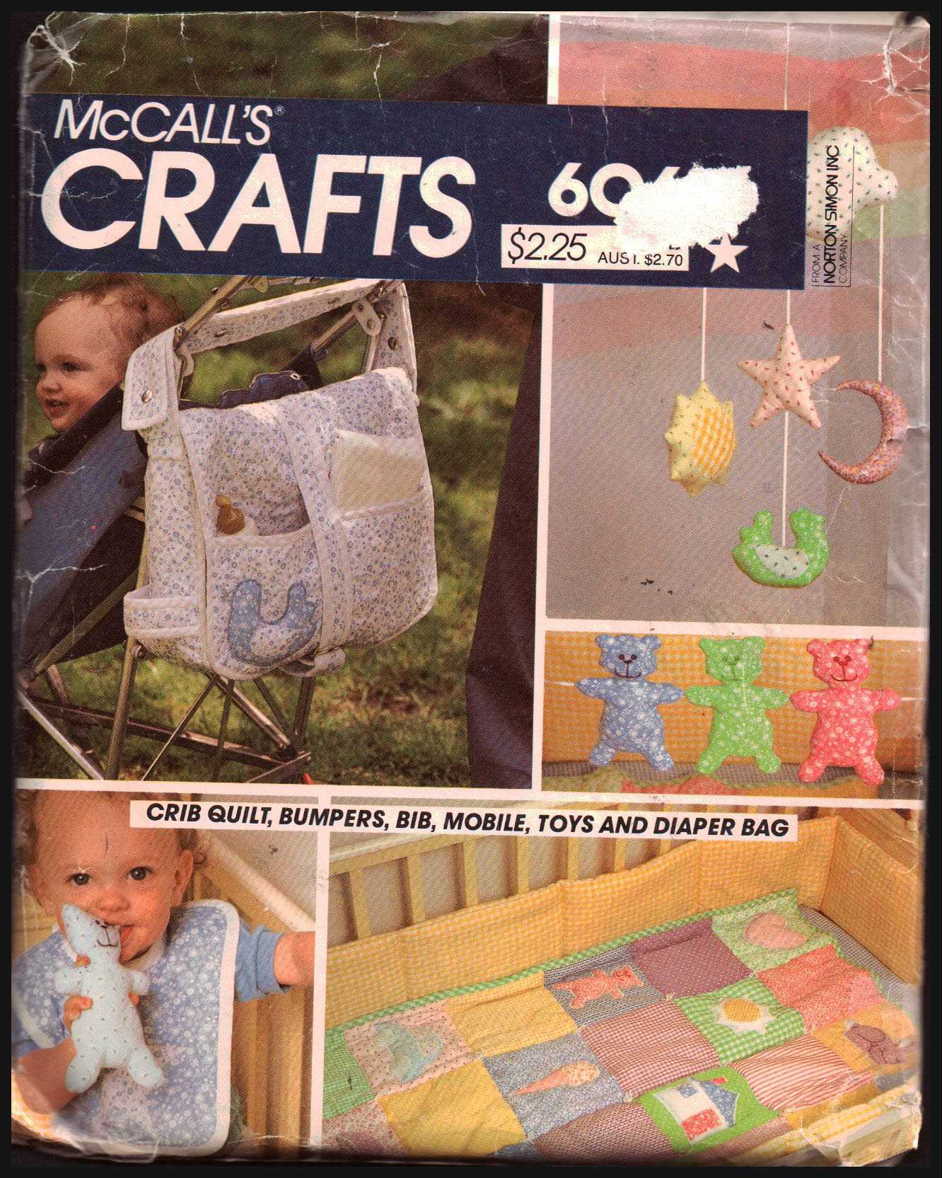 McCall's 606 Infants' Crib Quilt, Bumper, Bib, Toys, Diaper Bag Size ...