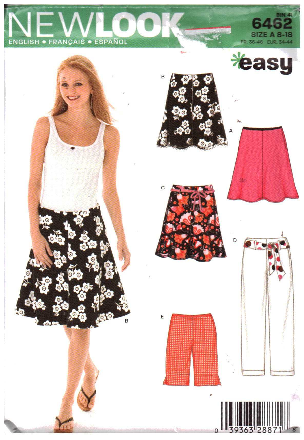 New Look 6462 Skirts, Pants in two lengths Size: A 8-18 Uncut Sewing ...